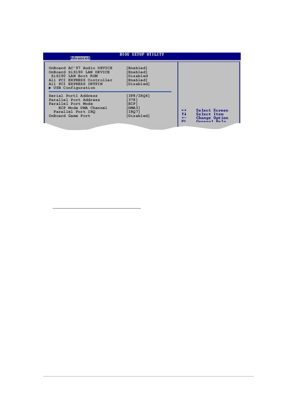 4 onboard devices configuration, Onboard ac’97 audio device [enabled, Onboard sis190 lan device [enabled | All pci express controller [enabled, All pci express intpin [disabled, Asus k8s-mx motherboard 2-19, Sis190 lan boot rom [disabled | Asus K8S-MX User Manual | Page 55 / 84