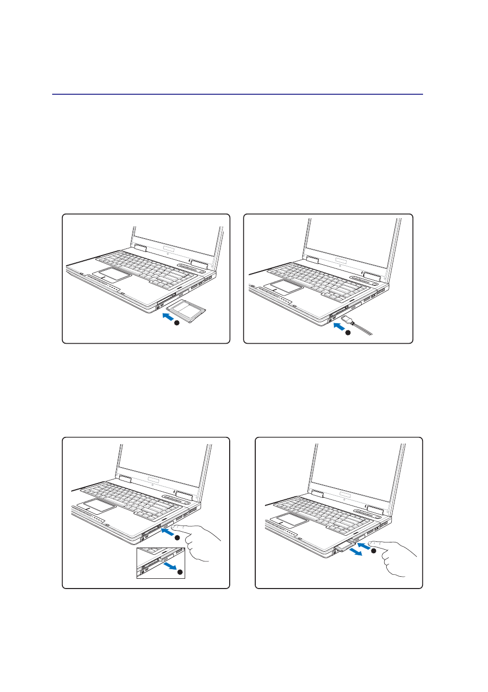 Inserting a pc card (pcmcia), Removing a pc card (pcmcia) | Asus E1701b User Manual | Page 48 / 76