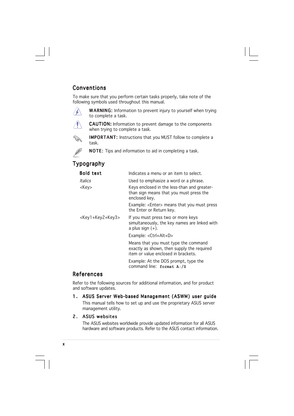 Asus 1U Rackmount Barebone Server RS120-E3 (PA4) User Manual | Page 10 / 172