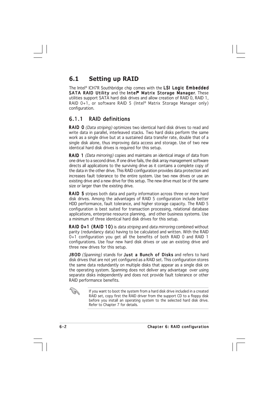 1 setting up raid | Asus 1U Rackmount Barebone Server RS120-E3 (PA4) User Manual | Page 108 / 172