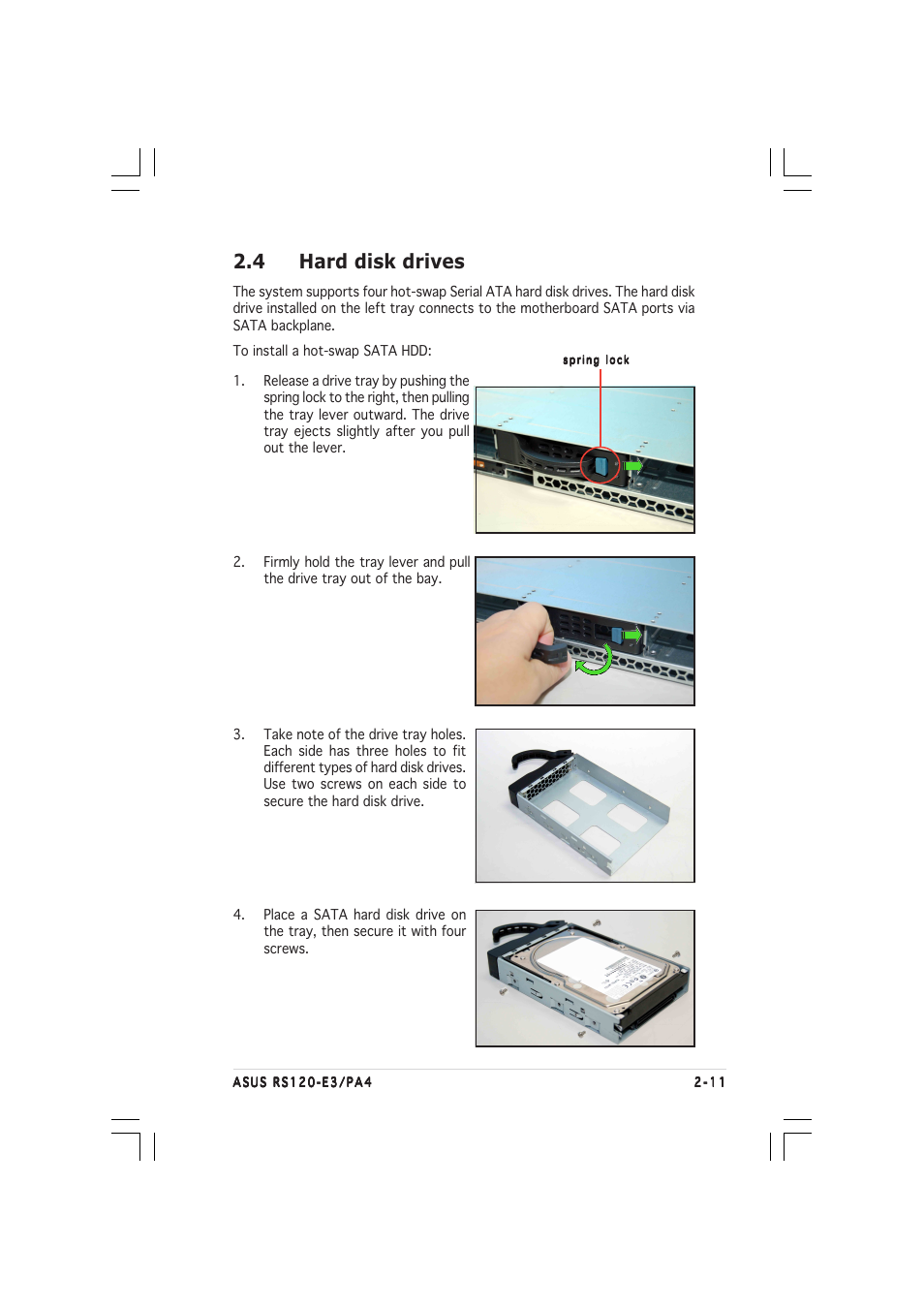 4 hard disk drives | Asus 1U Rackmount Barebone Server RS120-E3 (PA4) User Manual | Page 27 / 172