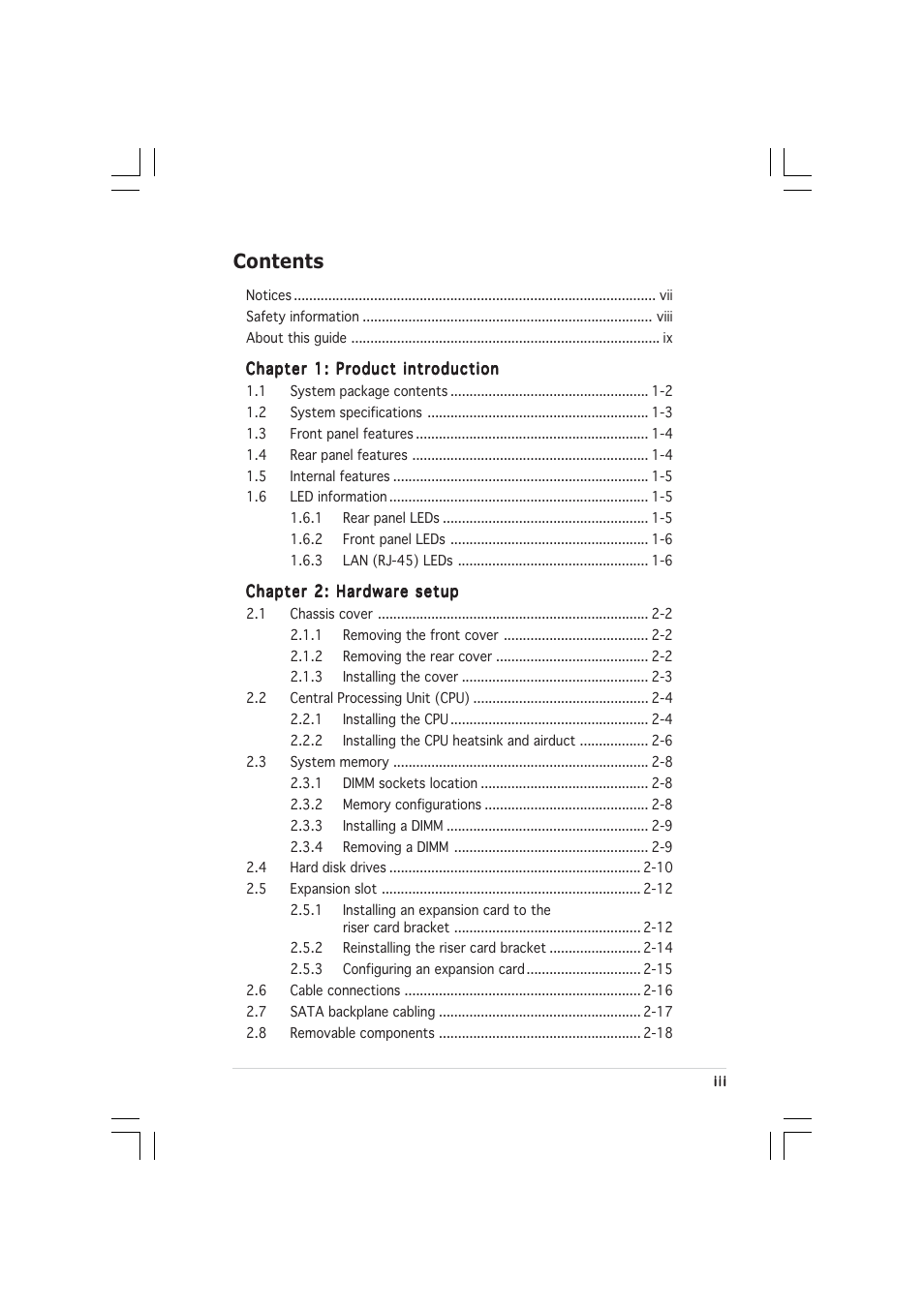 Asus 1U Rackmount Barebone Server RS120-E3 (PA4) User Manual | Page 3 / 172