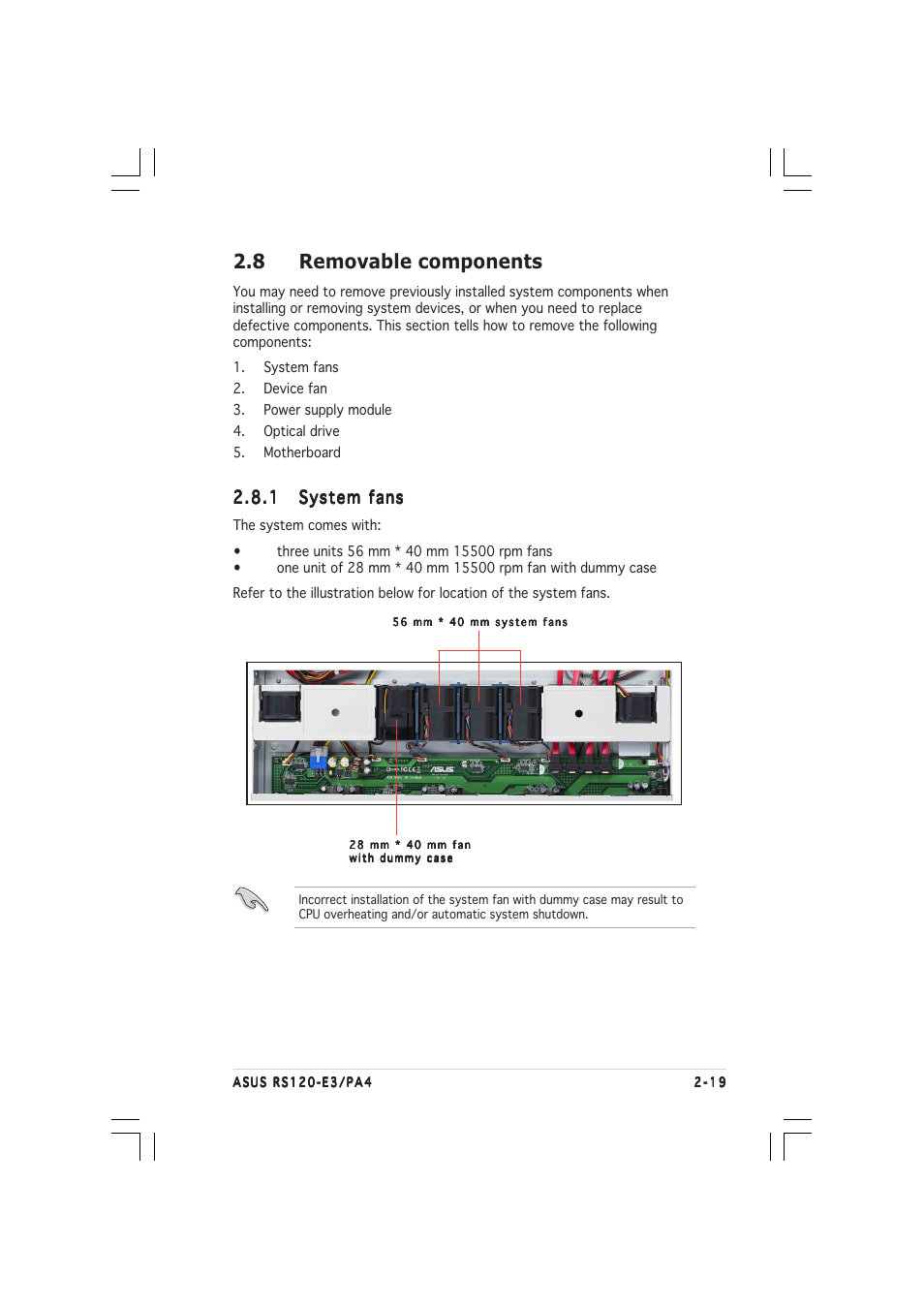 8 removable components | Asus 1U Rackmount Barebone Server RS120-E3 (PA4) User Manual | Page 35 / 172