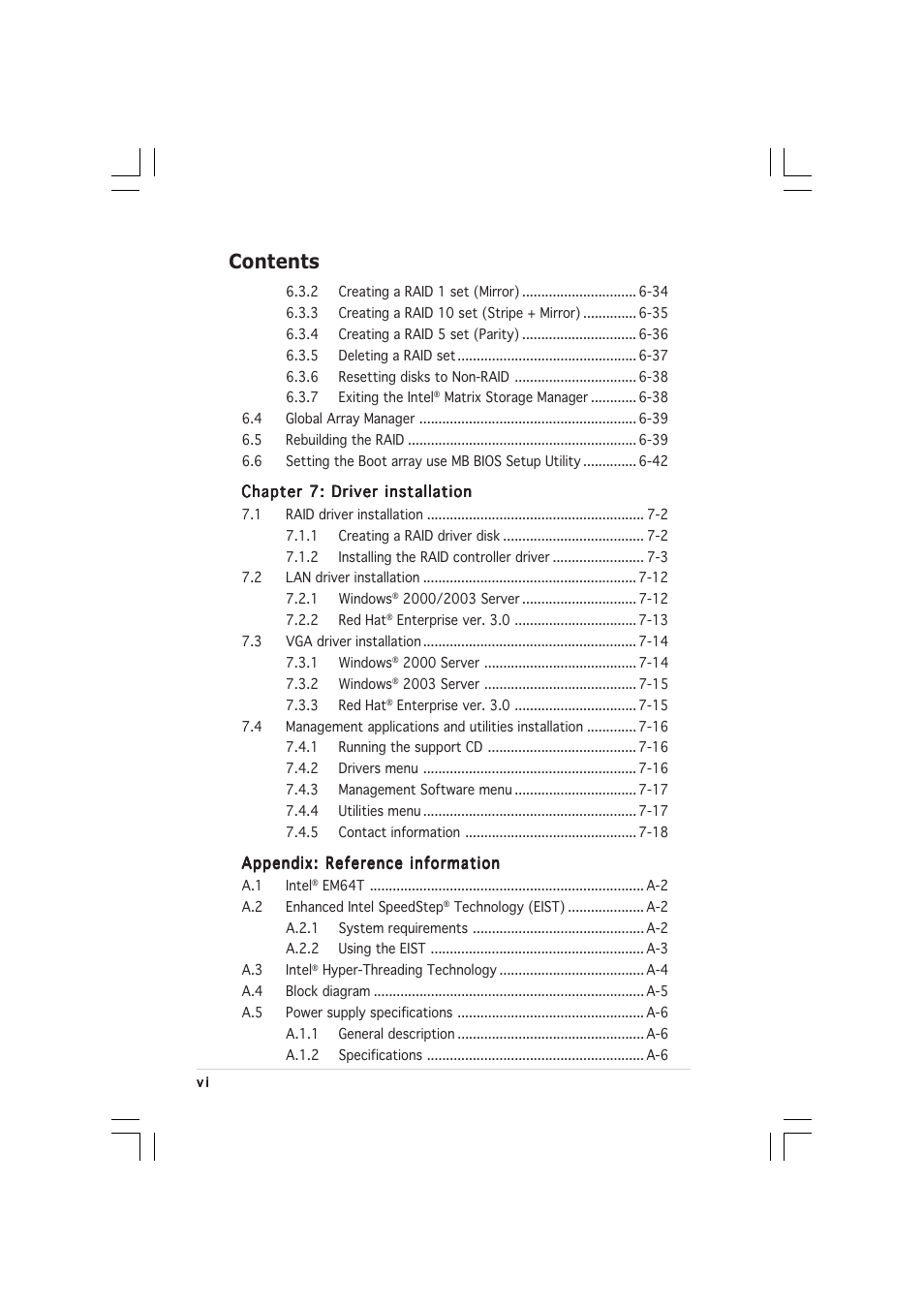 Asus 1U Rackmount Barebone Server RS120-E3 (PA4) User Manual | Page 6 / 172