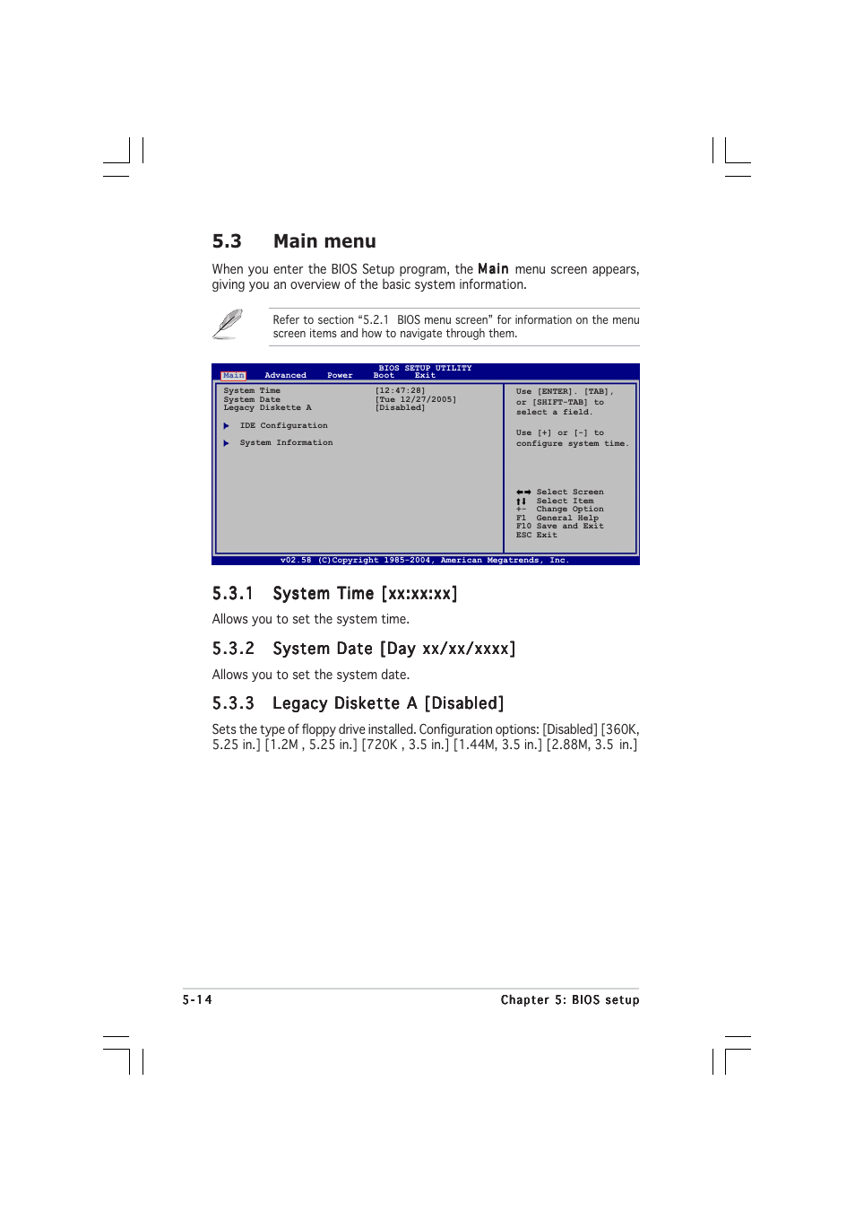 3 main menu | Asus 1U Rackmount Barebone Server RS120-E3 (PA4) User Manual | Page 80 / 172