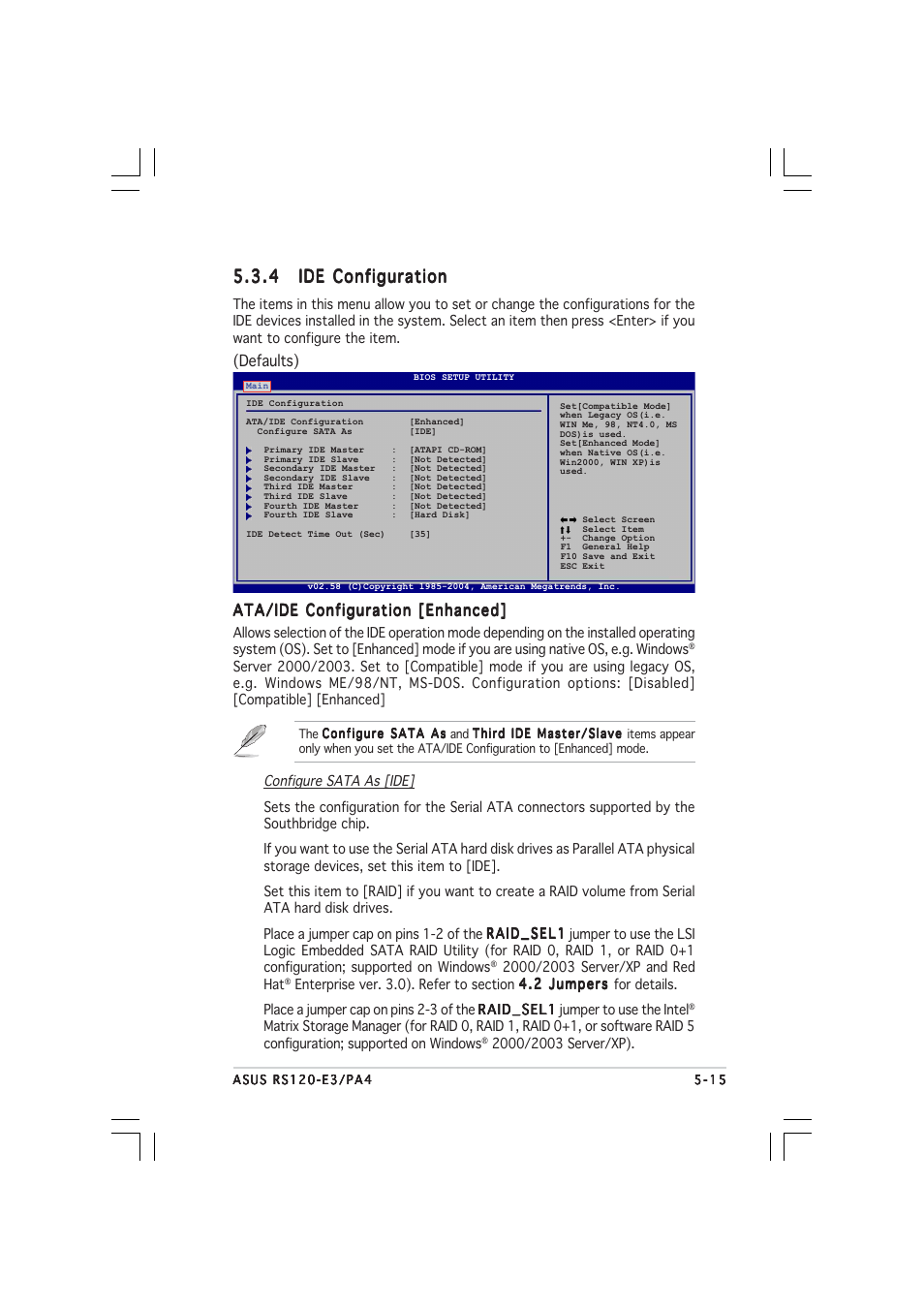 Ata/ide configuration [enhanced, Defaults) | Asus 1U Rackmount Barebone Server RS120-E3 (PA4) User Manual | Page 81 / 172