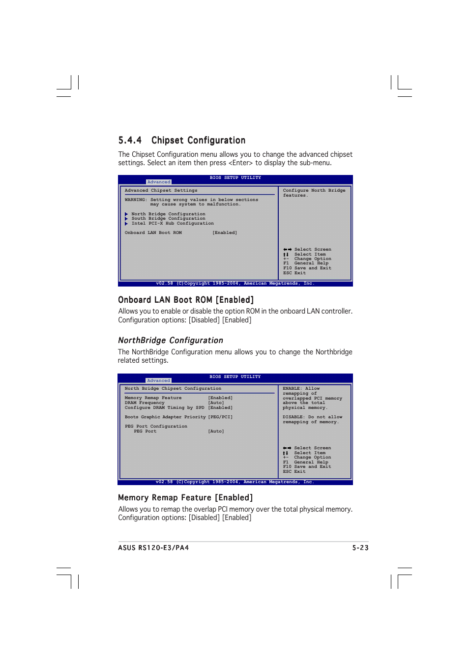 Onboard lan boot rom [enabled, Northbridge configuration | Asus 1U Rackmount Barebone Server RS120-E3 (PA4) User Manual | Page 89 / 172