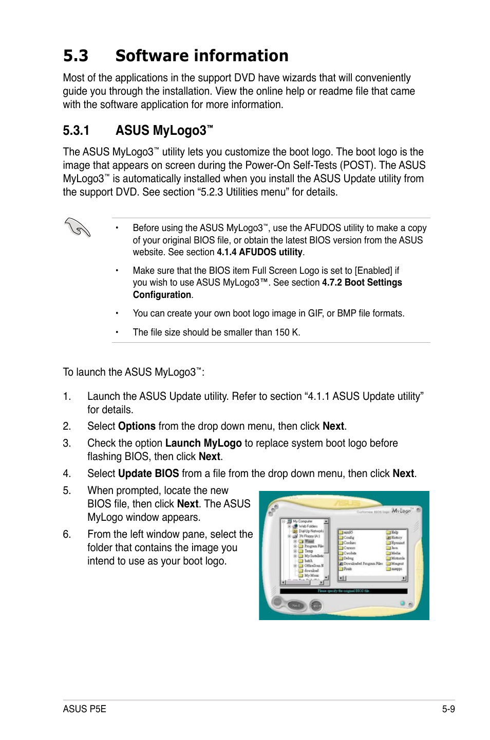 3 software information, 1 asus mylogo3 | Asus P5E User Manual | Page 117 / 176