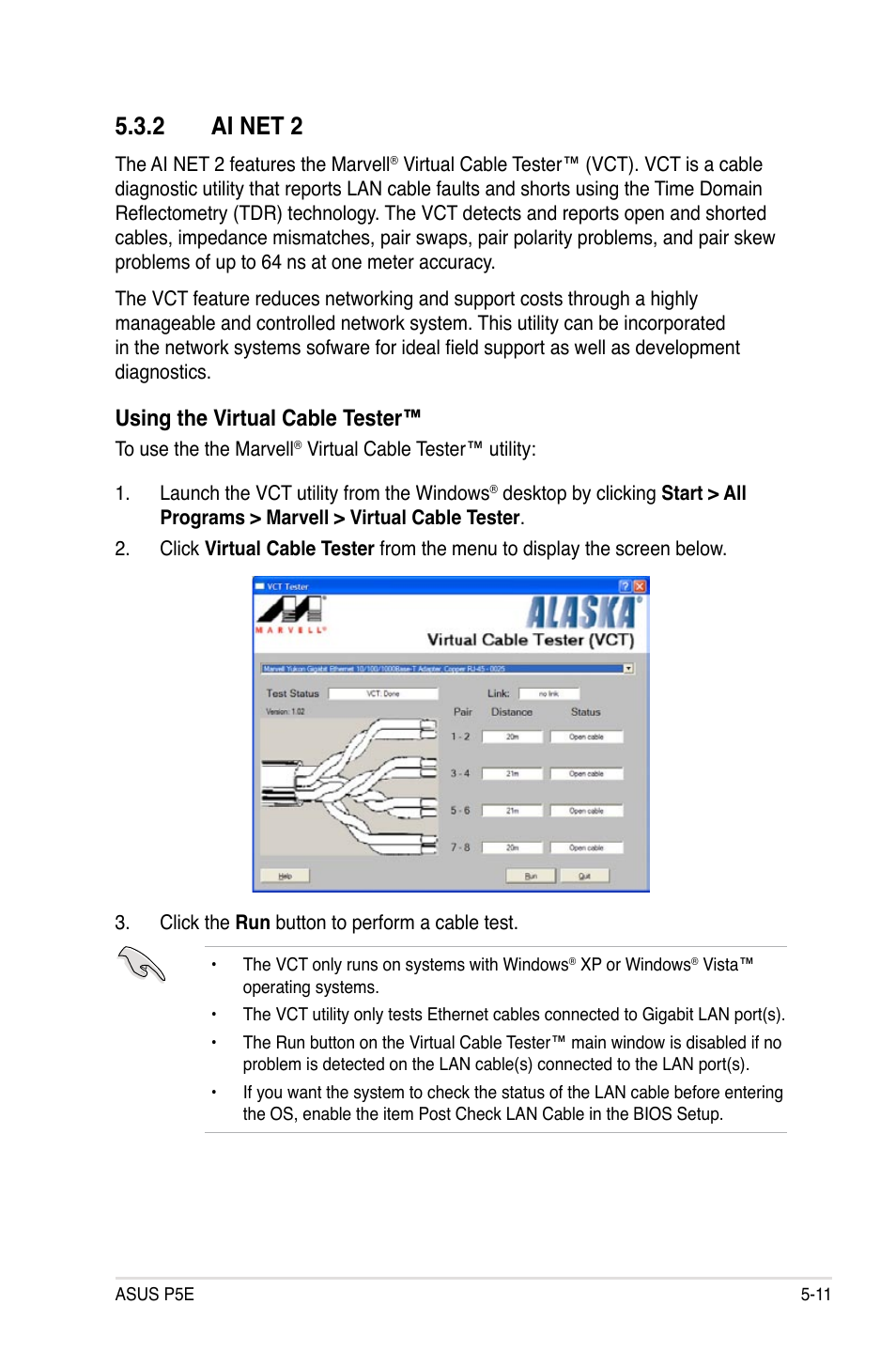 2 ai net 2, Using the virtual cable tester | Asus P5E User Manual | Page 119 / 176