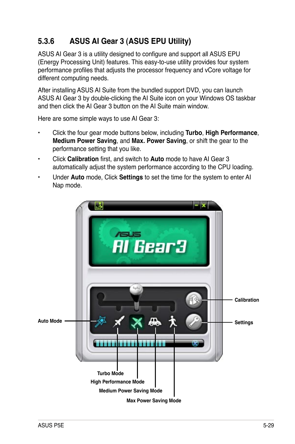 6 asus ai gear 3 (asus epu utility) | Asus P5E User Manual | Page 137 / 176