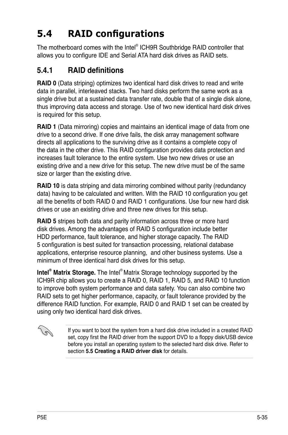 4 raid configurations, 1 raid definitions | Asus P5E User Manual | Page 143 / 176
