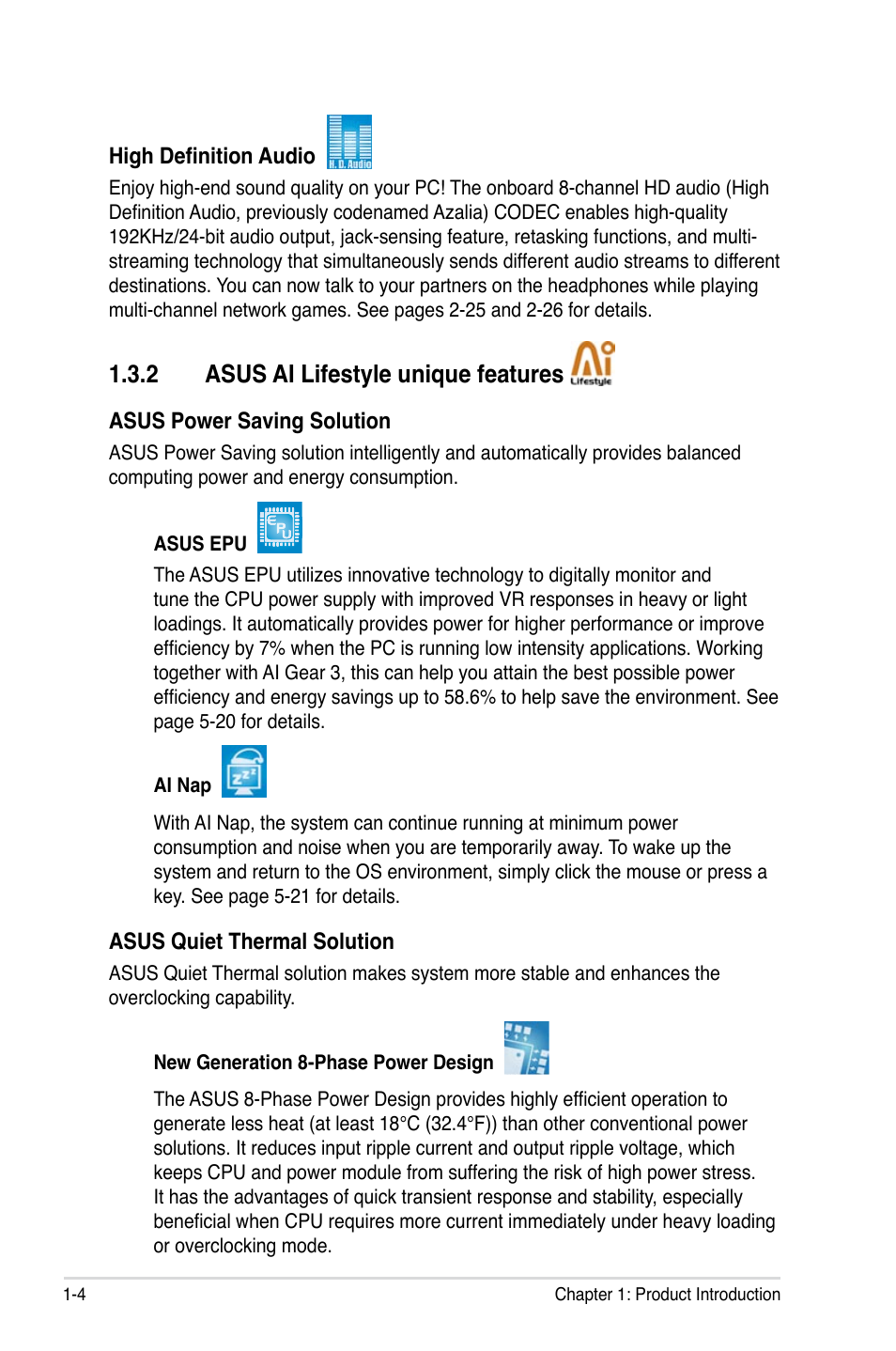 2 asus ai lifestyle unique features | Asus P5E User Manual | Page 20 / 176