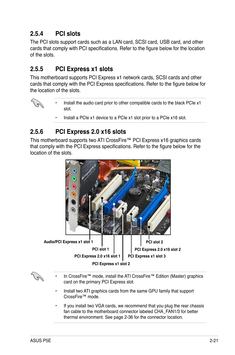 4 pci slots, 5 pci express x1 slots | Asus P5E User Manual | Page 47 / 176