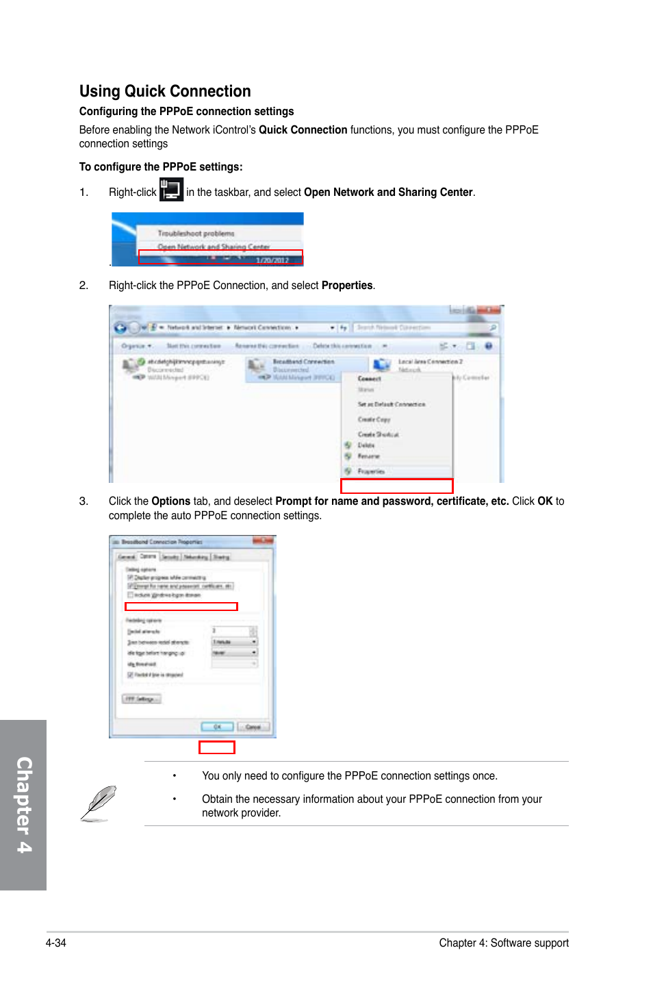 Chapter 4, Using quick connection | Asus DELUXE P8Z77-I User Manual | Page 140 / 180