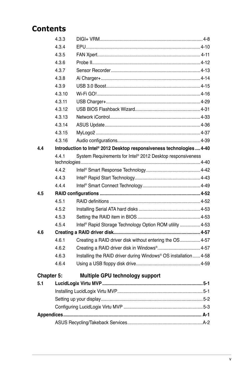 Asus DELUXE P8Z77-I User Manual | Page 5 / 180