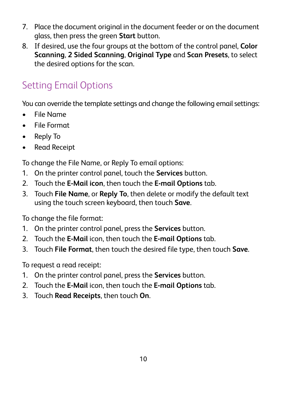 Setting email options | Xerox WorkCentre 7425-7428-7435 avec built-in controller-12224 User Manual | Page 12 / 88