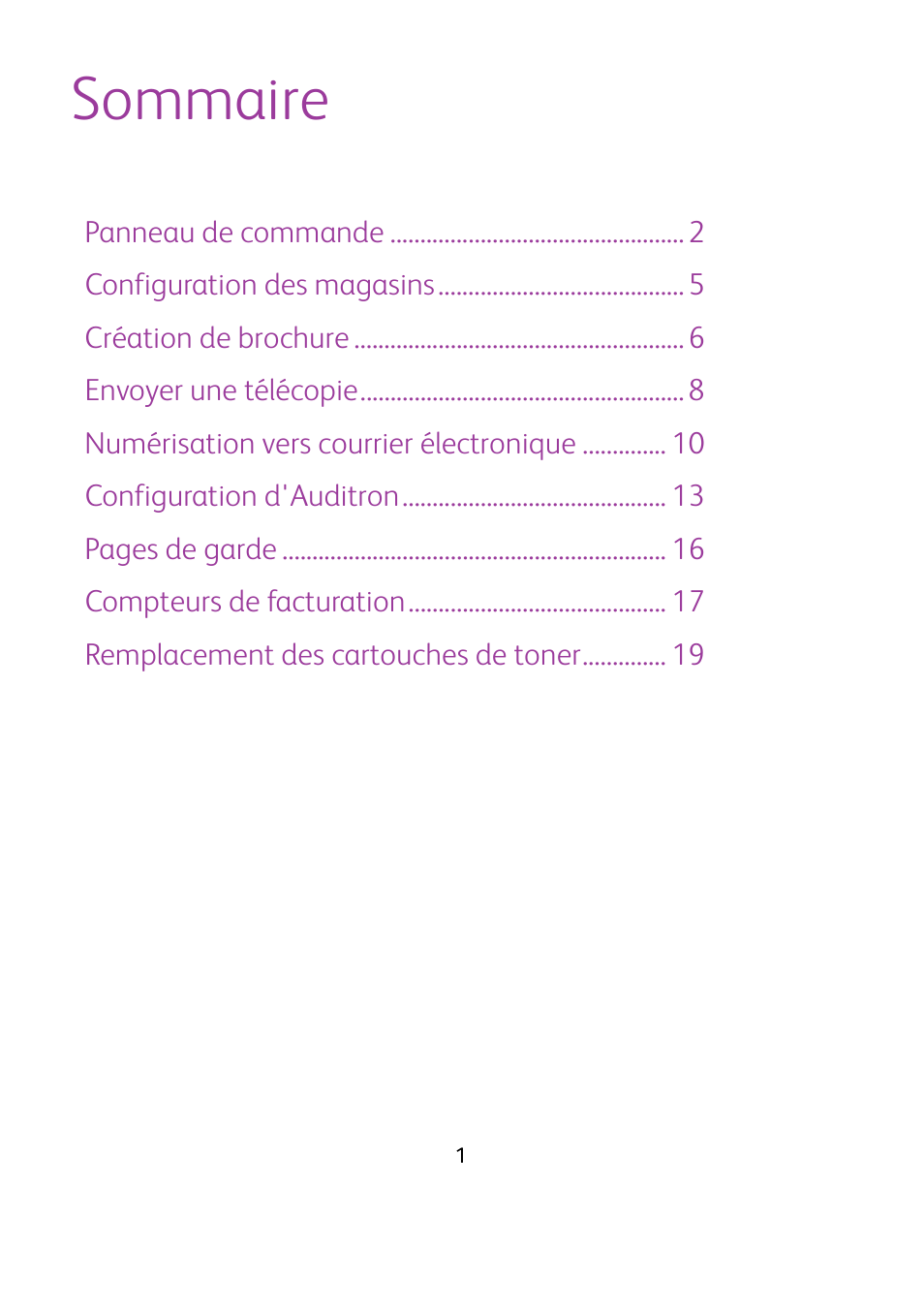 Sommaire | Xerox WorkCentre 7425-7428-7435 avec built-in controller-12224 User Manual | Page 22 / 88