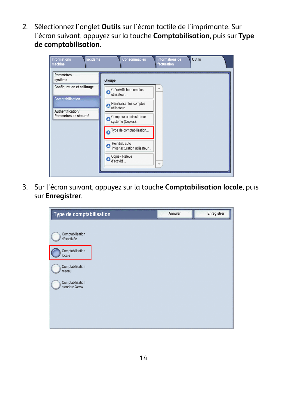 Type de comptabilisation | Xerox WorkCentre 7425-7428-7435 avec built-in controller-12224 User Manual | Page 35 / 88