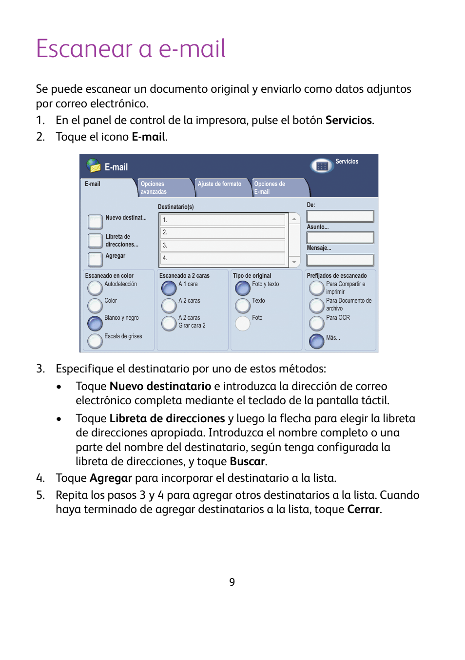 Escanear a e-mail, E-mail | Xerox WorkCentre 7425-7428-7435 avec built-in controller-12224 User Manual | Page 52 / 88