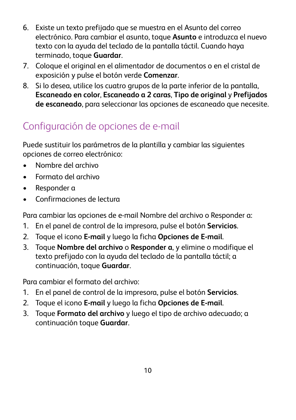 Configuración de opciones de e-mail | Xerox WorkCentre 7425-7428-7435 avec built-in controller-12224 User Manual | Page 53 / 88