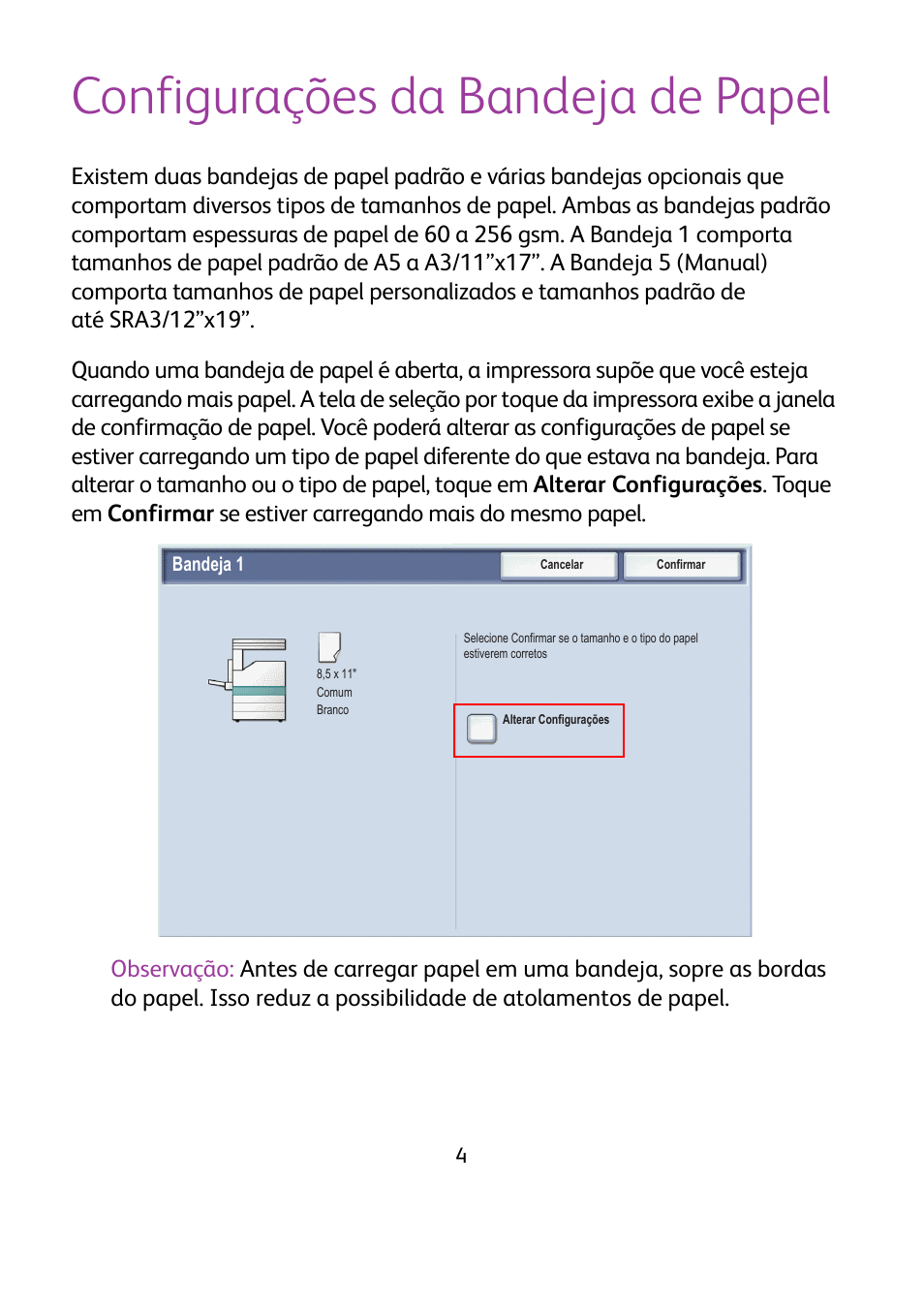 Configurações da bandeja de papel | Xerox WorkCentre 7425-7428-7435 avec built-in controller-12224 User Manual | Page 69 / 88