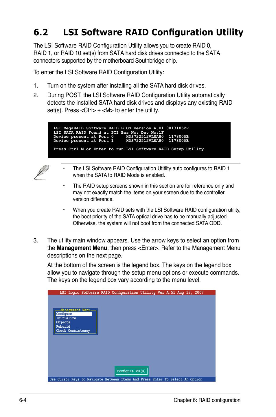 2 lsi software raid configuration utility, Lsi software raid configuration utility -4 | Asus Pedestal/5U Rackmount Server TS500-E5 User Manual | Page 108 / 164