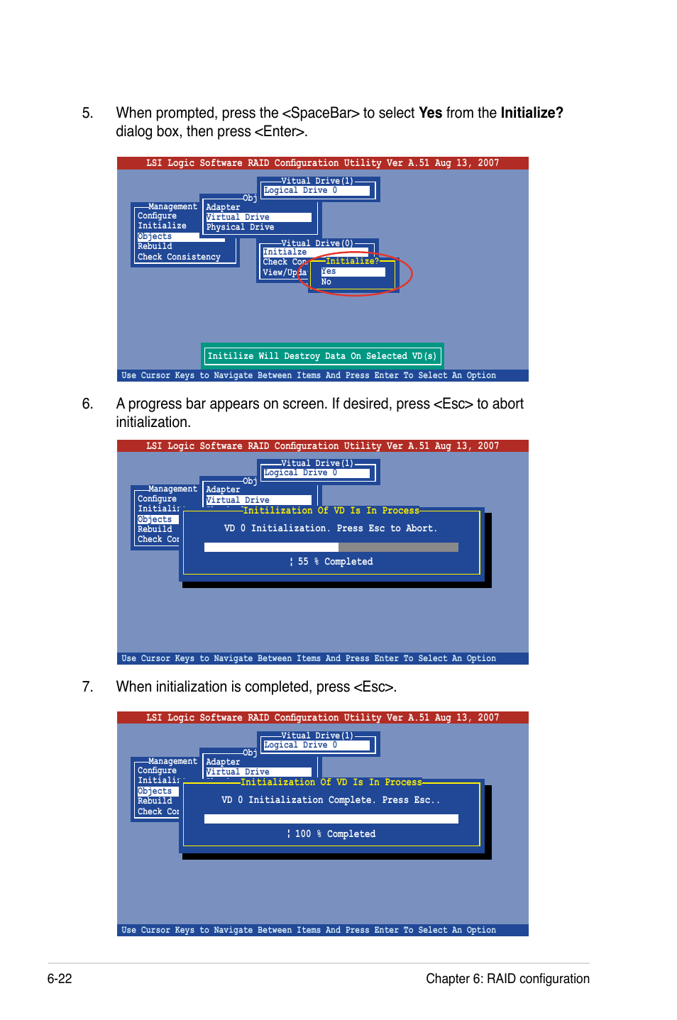 22 chapter 6: raid configuration | Asus Pedestal/5U Rackmount Server TS500-E5 User Manual | Page 126 / 164