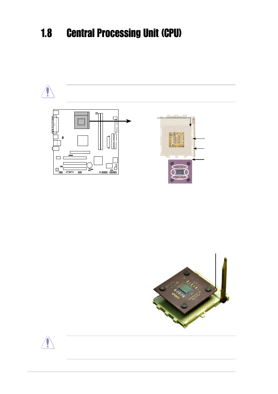 8 central processing unit (cpu), Installing the cpu | Asus A7V8X-MXSE User Manual | Page 18 / 64