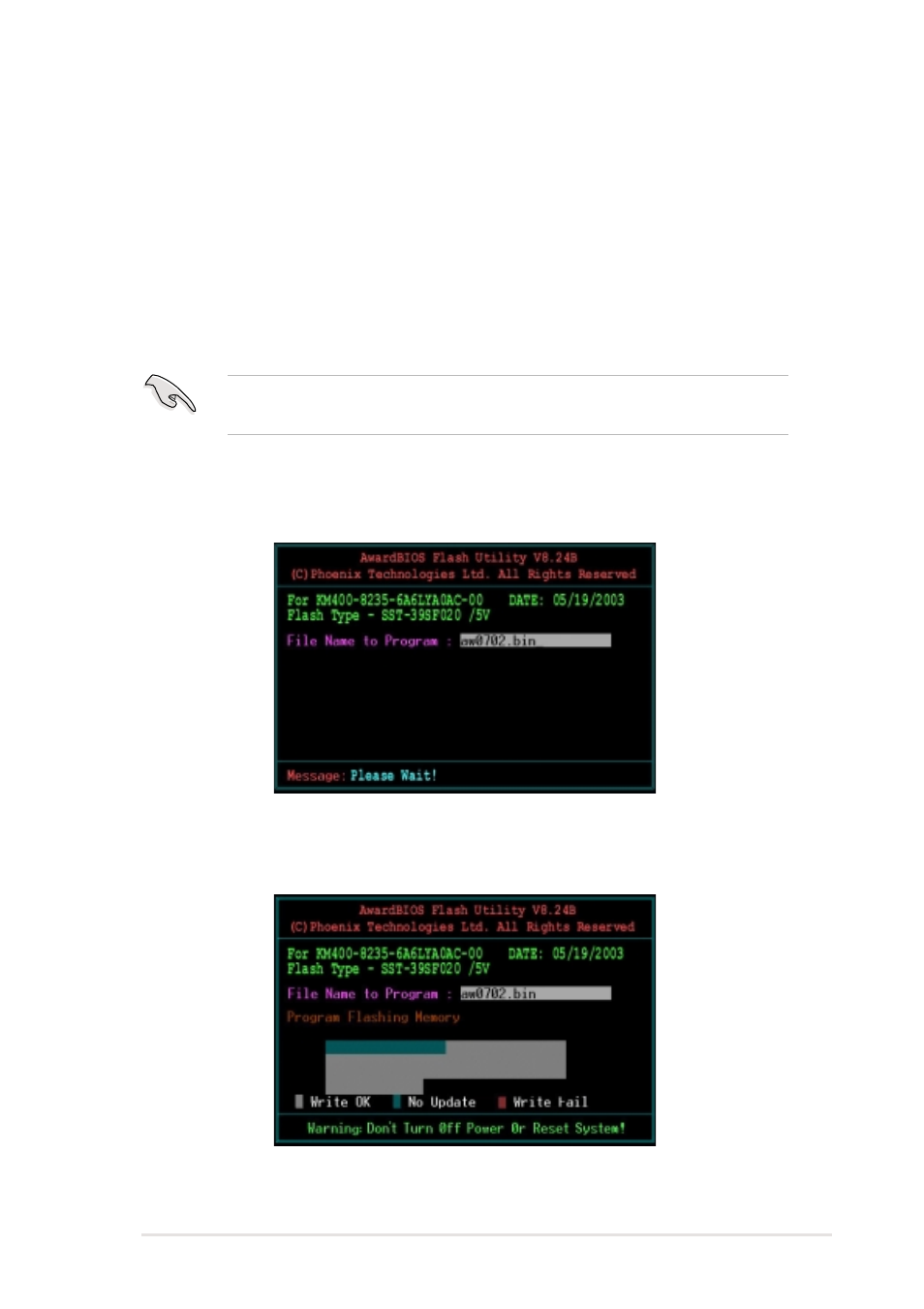 2 using the awardbios flash utility | Asus A7V8X-MXSE User Manual | Page 33 / 64