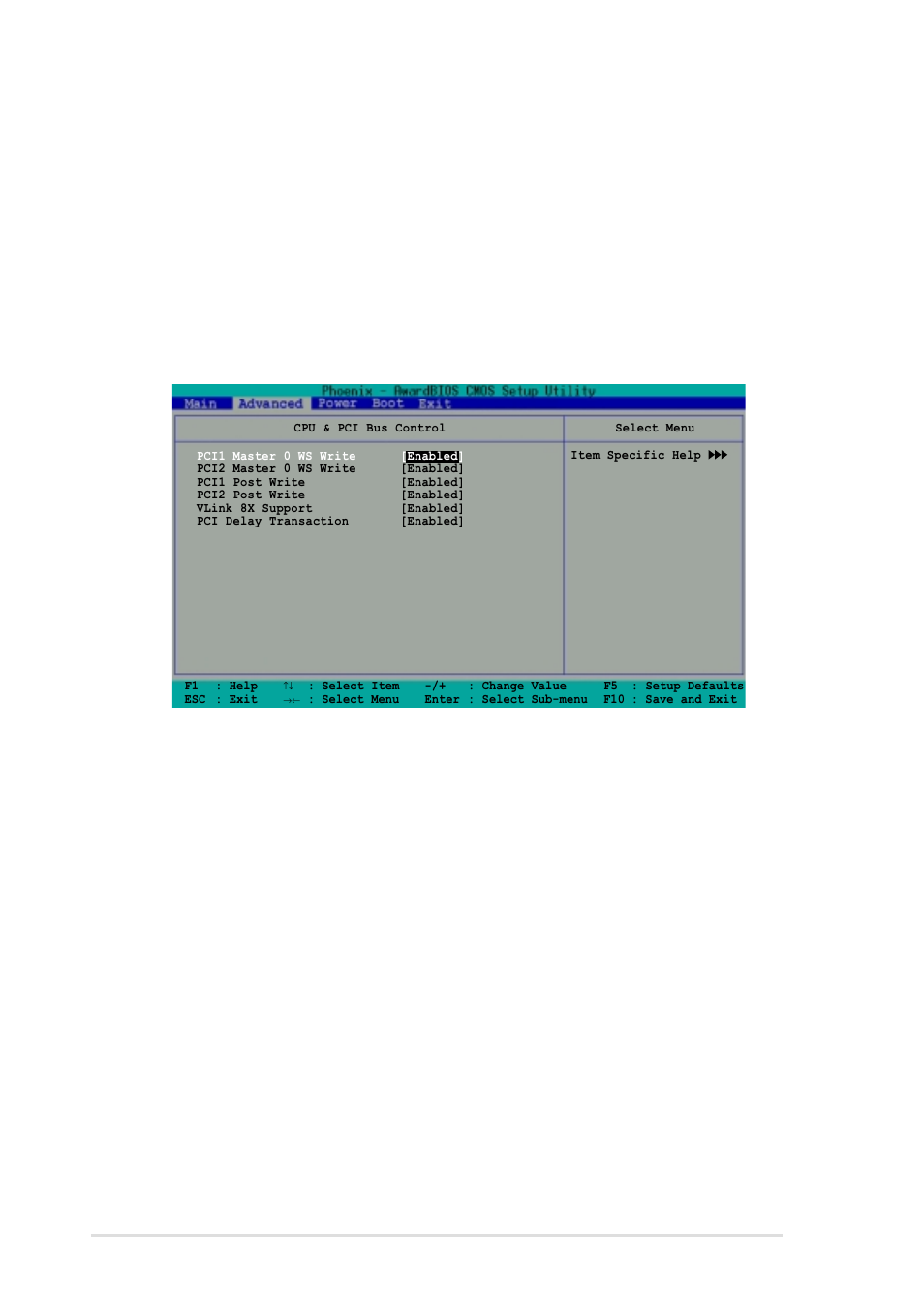 Cpu & pci bus control, Pci1 post write [enabled] pci2 post write [enabled, Vlink 8x support [enabled | Pci delay transaction [enabled, Dram burst lenght [4, Dram command rate [2t command, Write recovery time [3t, 16 chapter 2: bios information, Configuration options: [enabled] [disabled, Configuration options: [4] [8 | Asus A7V8X-MXSE User Manual | Page 46 / 64