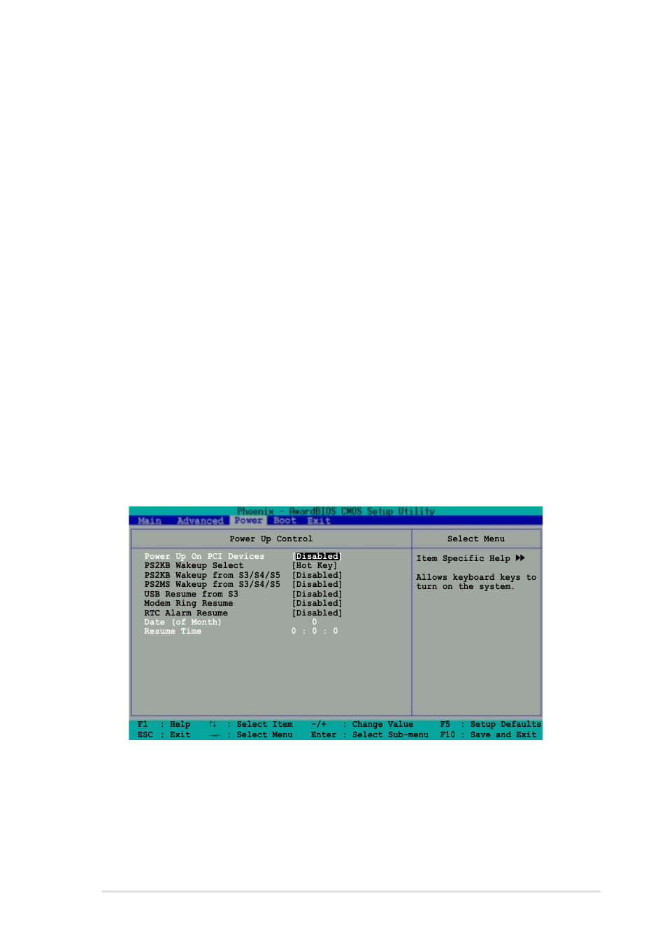 1 power up control, Video off method [v/h sync+blank, C.o.p. control [85 degree | Pwr button < 4 sec [instant-off, Power up on pci devices [disabled | Asus A7V8X-MXSE User Manual | Page 53 / 64