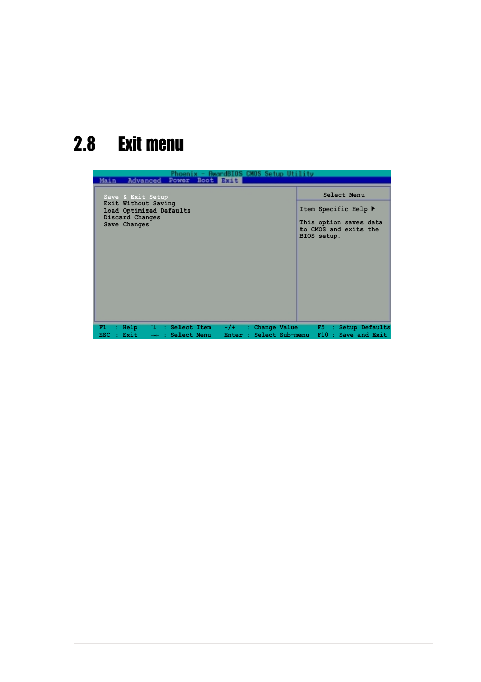 8 exit menu, Apic mode [enabled, Save & exit setup | Exit without saving, Load optimized defaults | Asus A7V8X-MXSE User Manual | Page 57 / 64