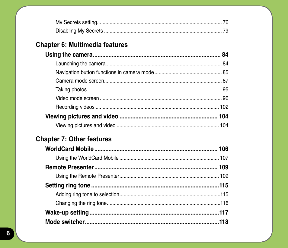 Asus P535 User Manual | Page 6 / 132