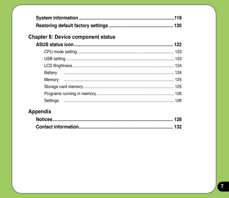 Asus P535 User Manual | Page 7 / 132