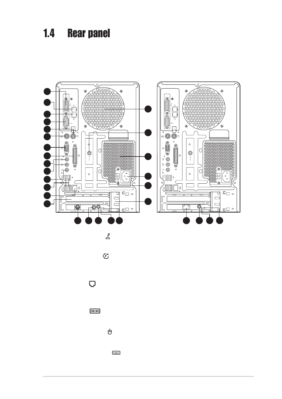 4 rear panel | Asus Terminator 2 Barebone System T2-P User Manual | Page 17 / 130