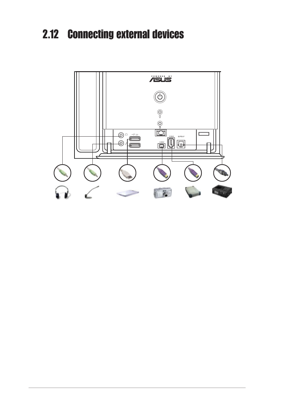 12 connecting external devices | Asus Terminator 2 Barebone System T2-P User Manual | Page 42 / 130