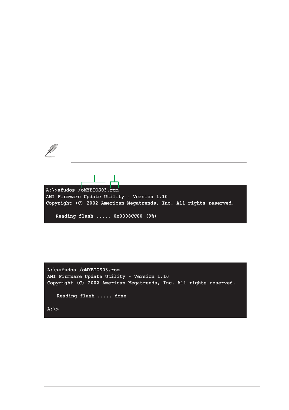 2 using afudos to copy the current bios | Asus Terminator 2 Barebone System T2-P User Manual | Page 89 / 130