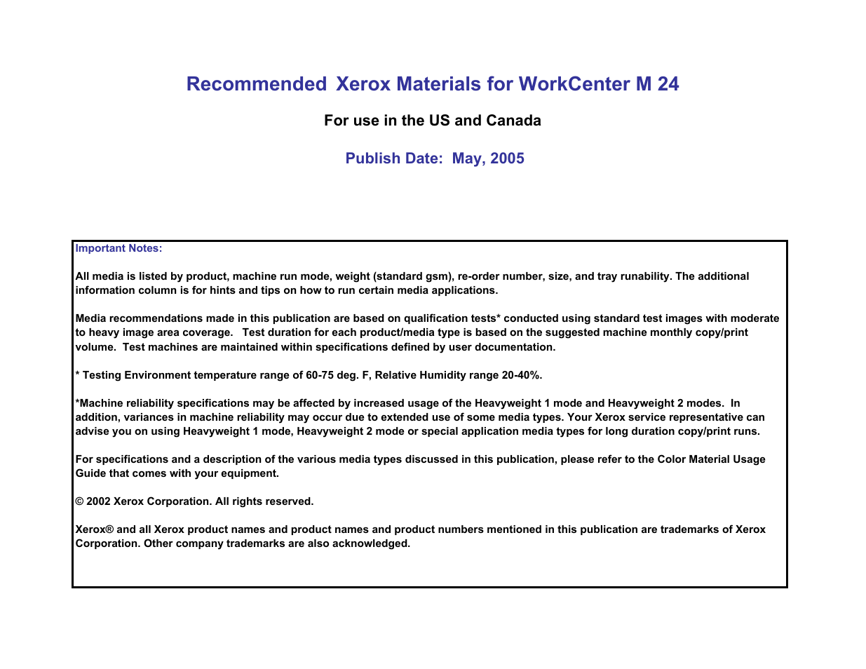 Xerox WorkCentre M24-12304 User Manual | 3 pages