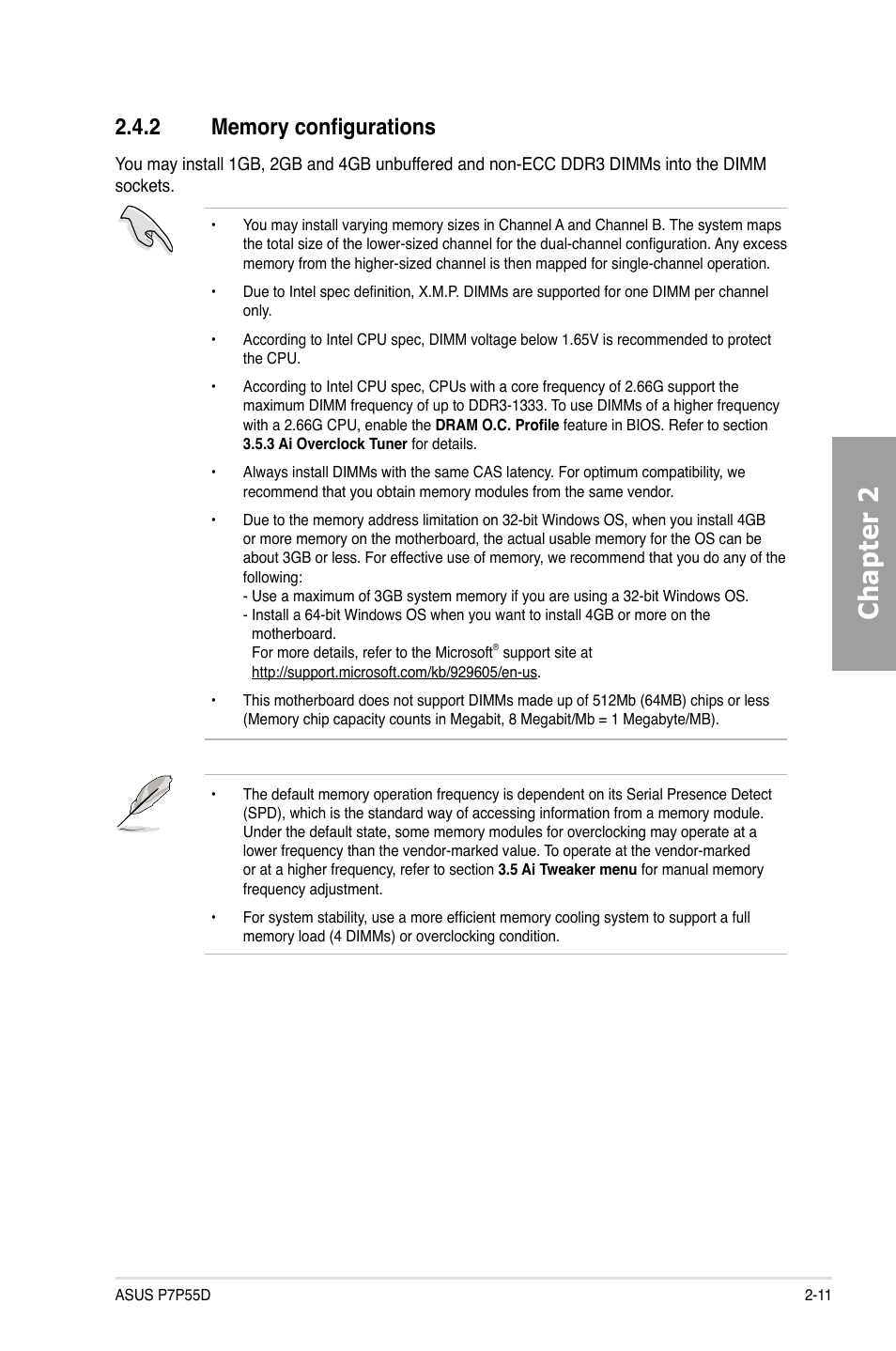 Chapter 2 | Asus Motherboard P7P55D User Manual | Page 31 / 122