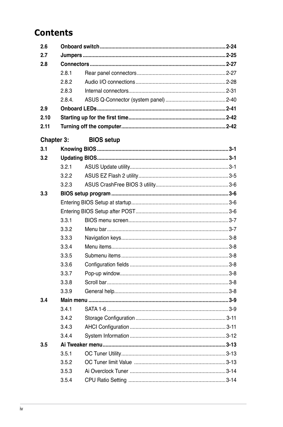 Asus Motherboard P7P55D User Manual | Page 4 / 122