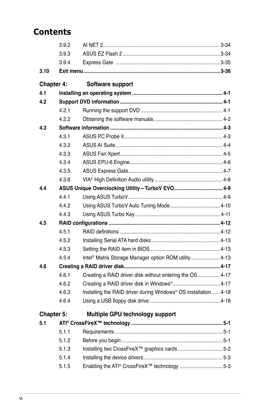 Asus Motherboard P7P55D User Manual | Page 6 / 122