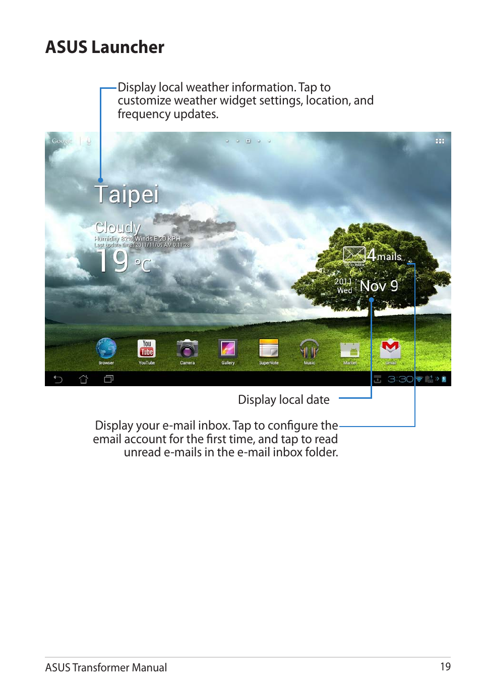 Asus launcher | Asus TF201 User Manual | Page 19 / 80