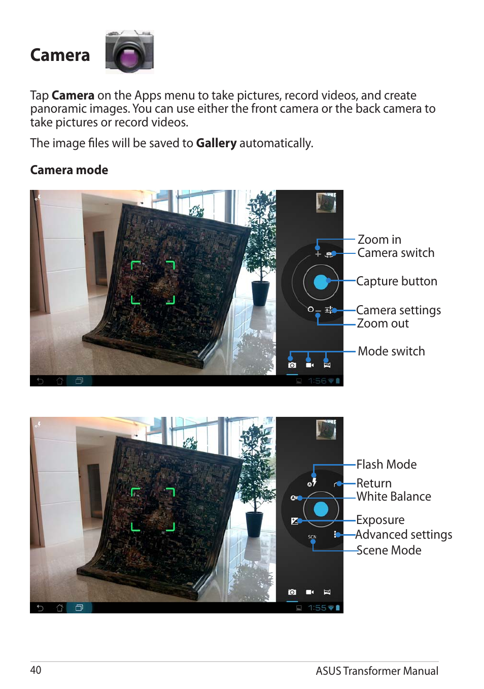 Camera | Asus TF201 User Manual | Page 40 / 80