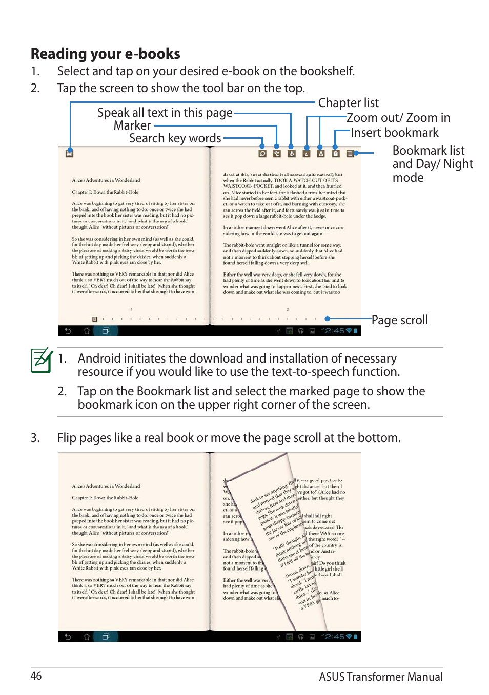 Reading your e-books | Asus TF201 User Manual | Page 46 / 80