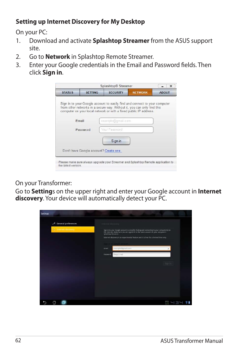 Asus TF201 User Manual | Page 62 / 80