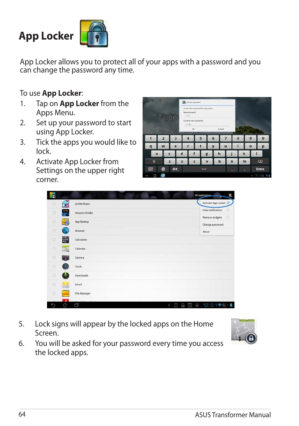 App locker | Asus TF201 User Manual | Page 64 / 80