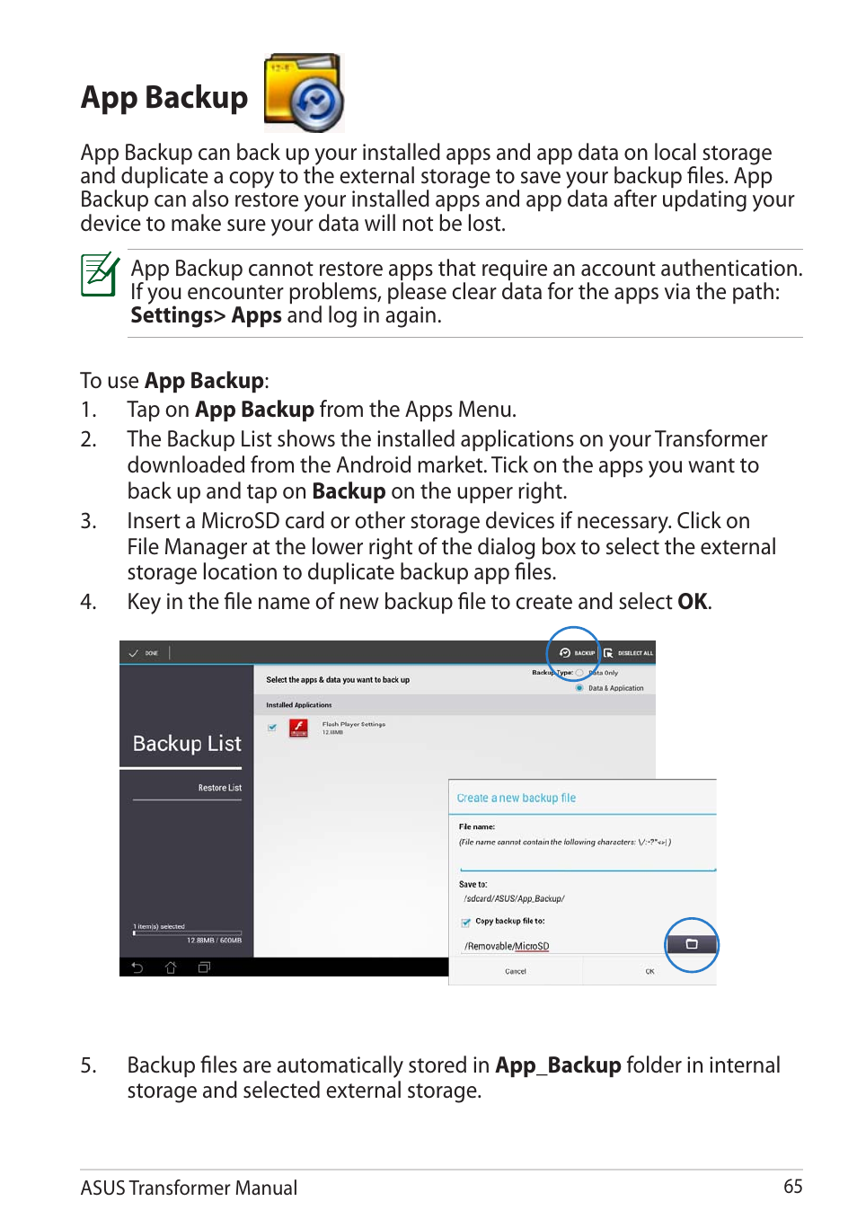 App backup | Asus TF201 User Manual | Page 65 / 80