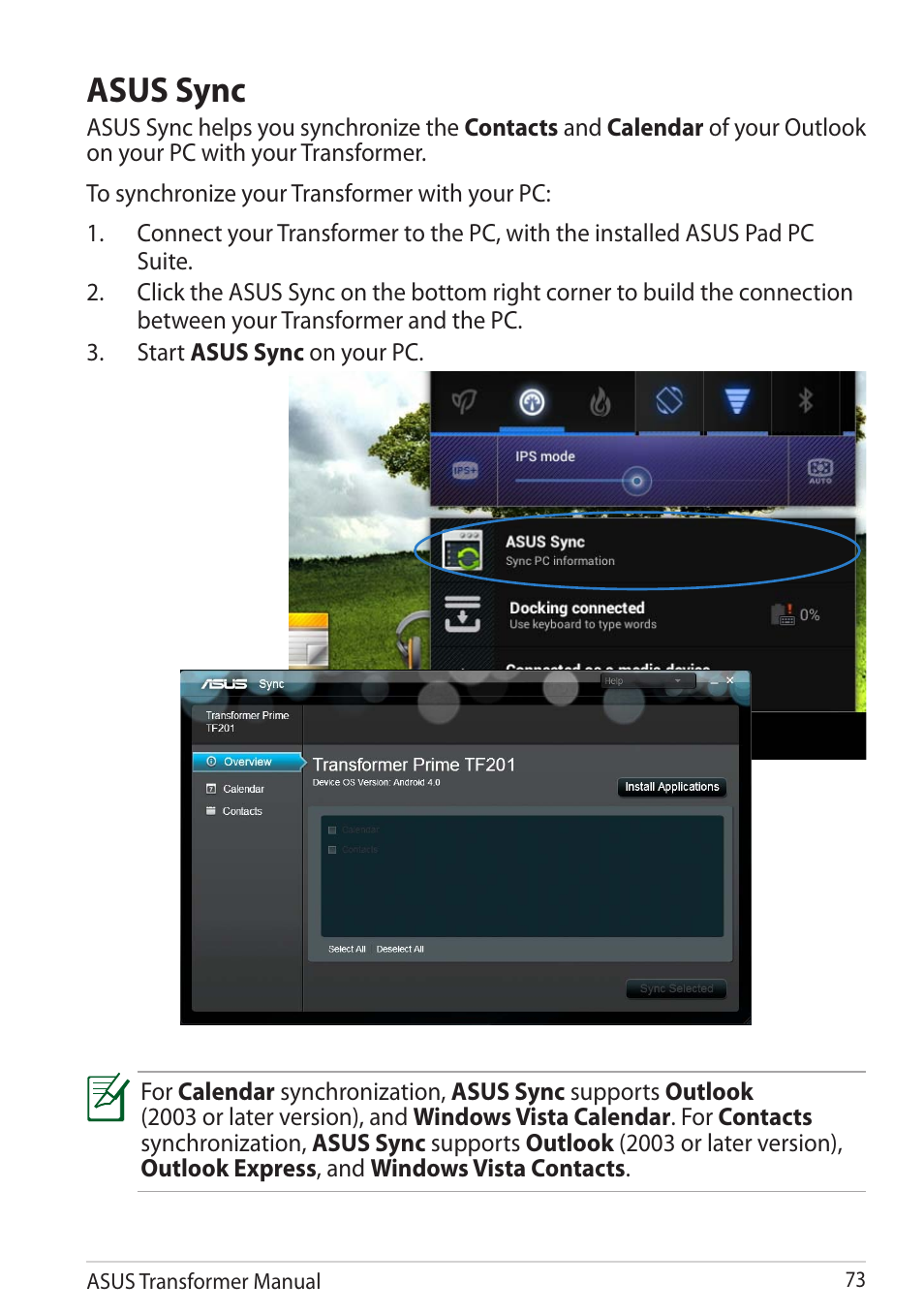 Asus sync | Asus TF201 User Manual | Page 73 / 80