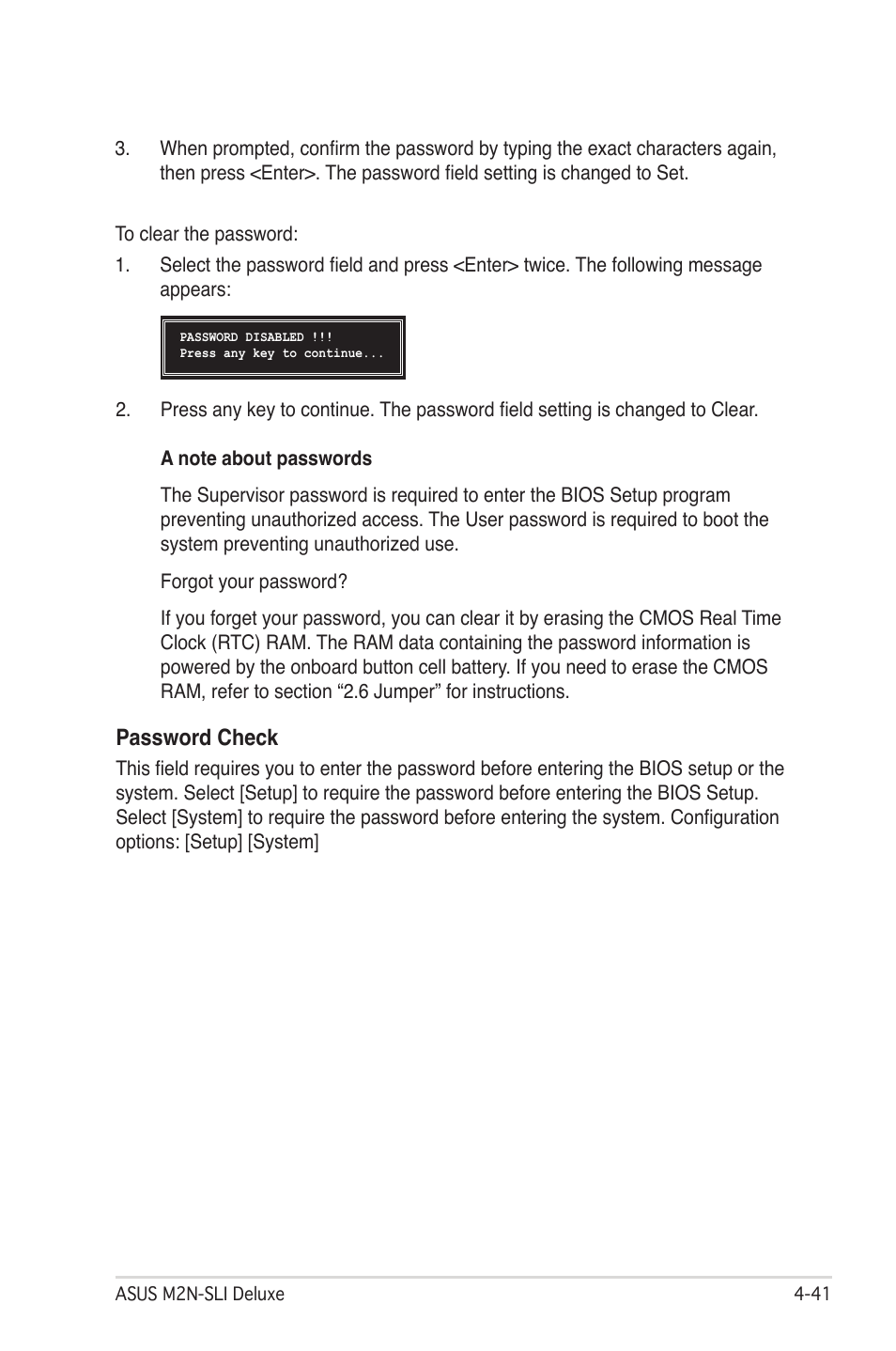 Password check | Asus M2N-SLI User Manual | Page 105 / 166