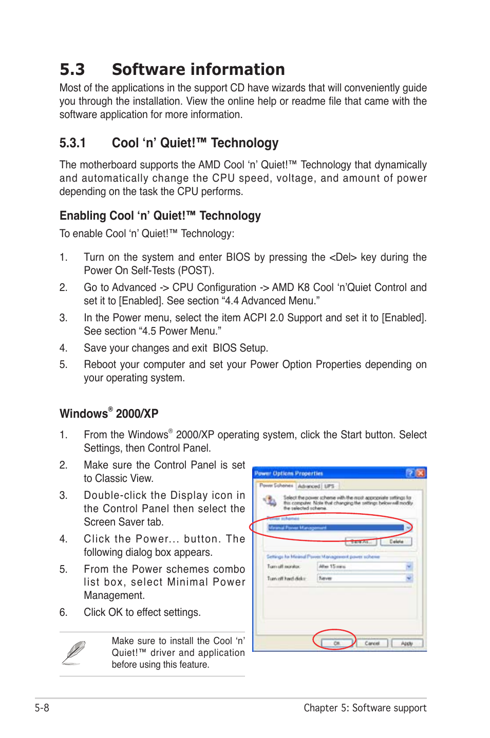 3 software information, 1 cool ‘n’ quiet!™ technology | Asus M2N-SLI User Manual | Page 122 / 166